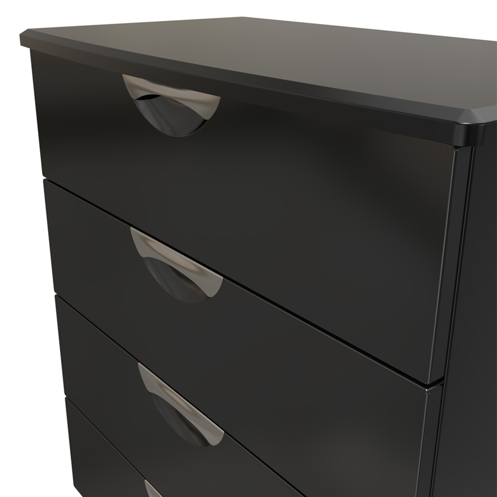 Crowndale Camden 4 Drawer Black Gloss and Black Chest of Drawers Ready Assembled Image 5