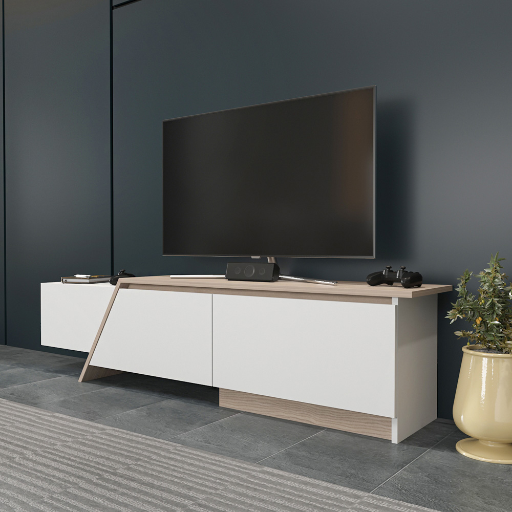 Decorotika Zonas 3 Door White and Cordoba TV Unit Image 6