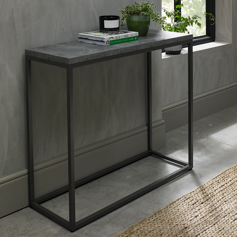 Bentley Designs Renzo Zinc and Dark Grey Narrow Console Table Image 5