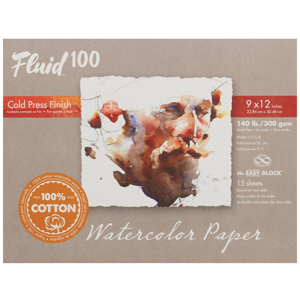 Speedball Fluid 100 White Cold Press Watercolour Paper Block 9 x 12inch Image