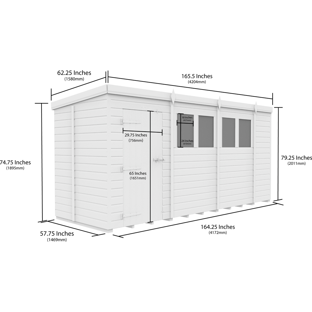 DIY Sheds 14 x 5ft Tongue and Groove Timber Pent Garden Shed Image 9