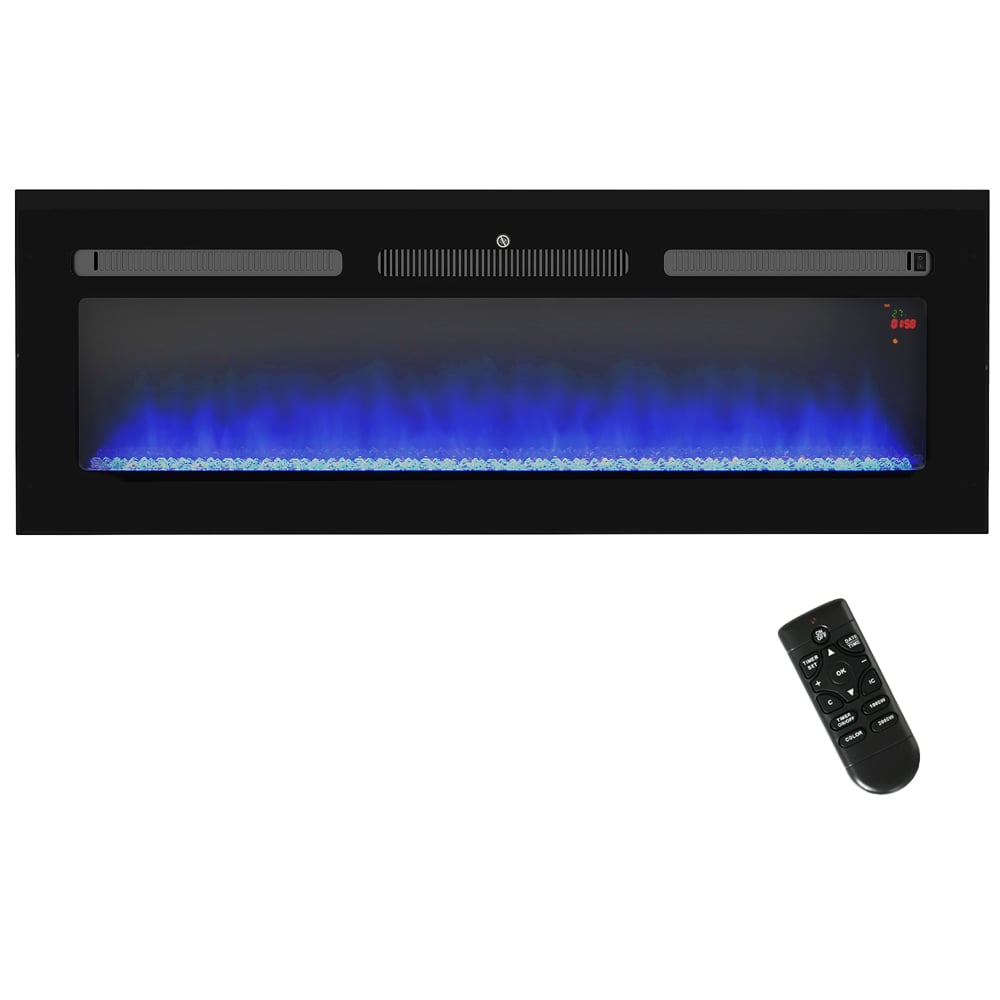 HOMCOM Electric Wall Mounted Black Fireplace with Remote 127cm Image 1