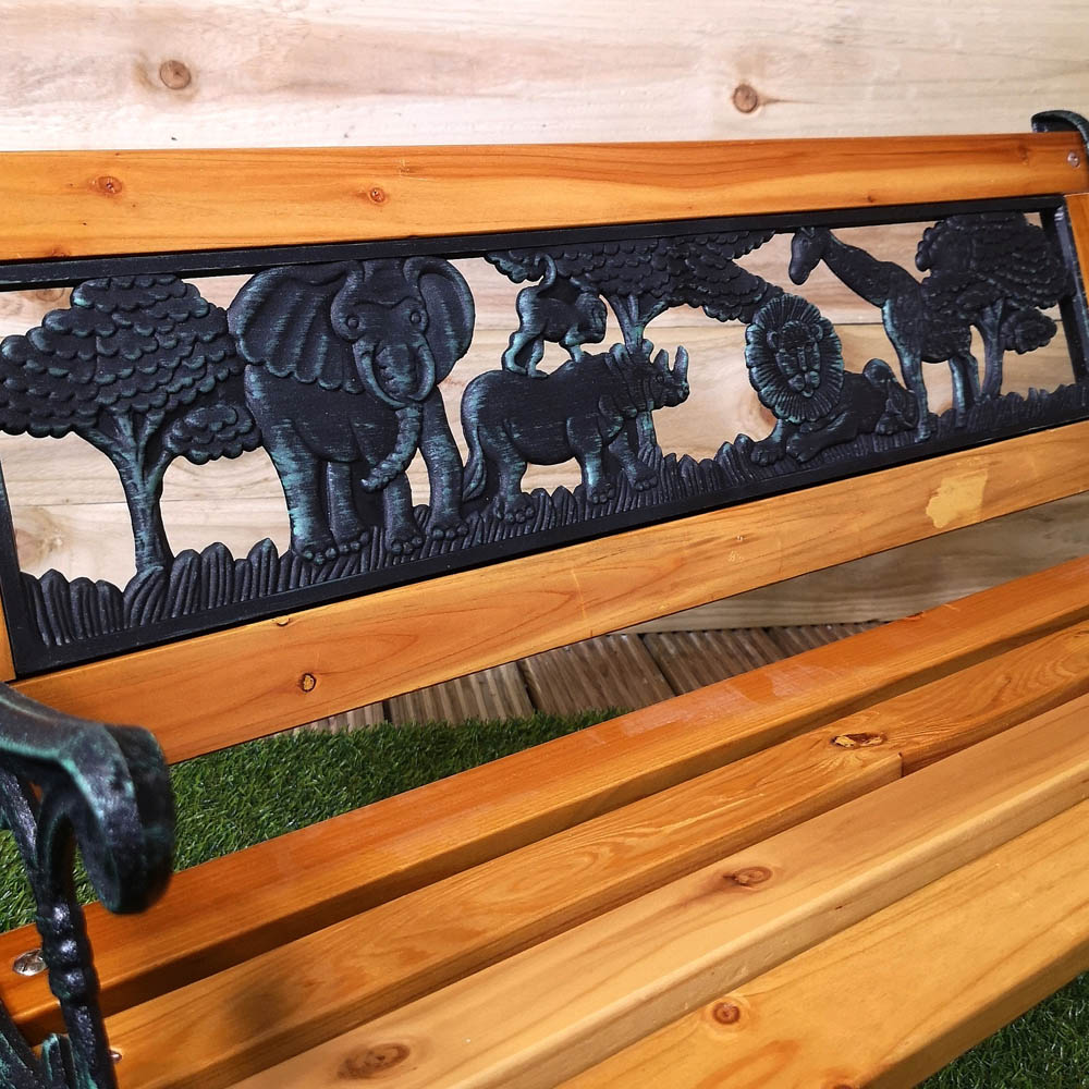 Samuel Alexander Kids 2 Seater Wooden and Cast Iron Garden Bench Image 3