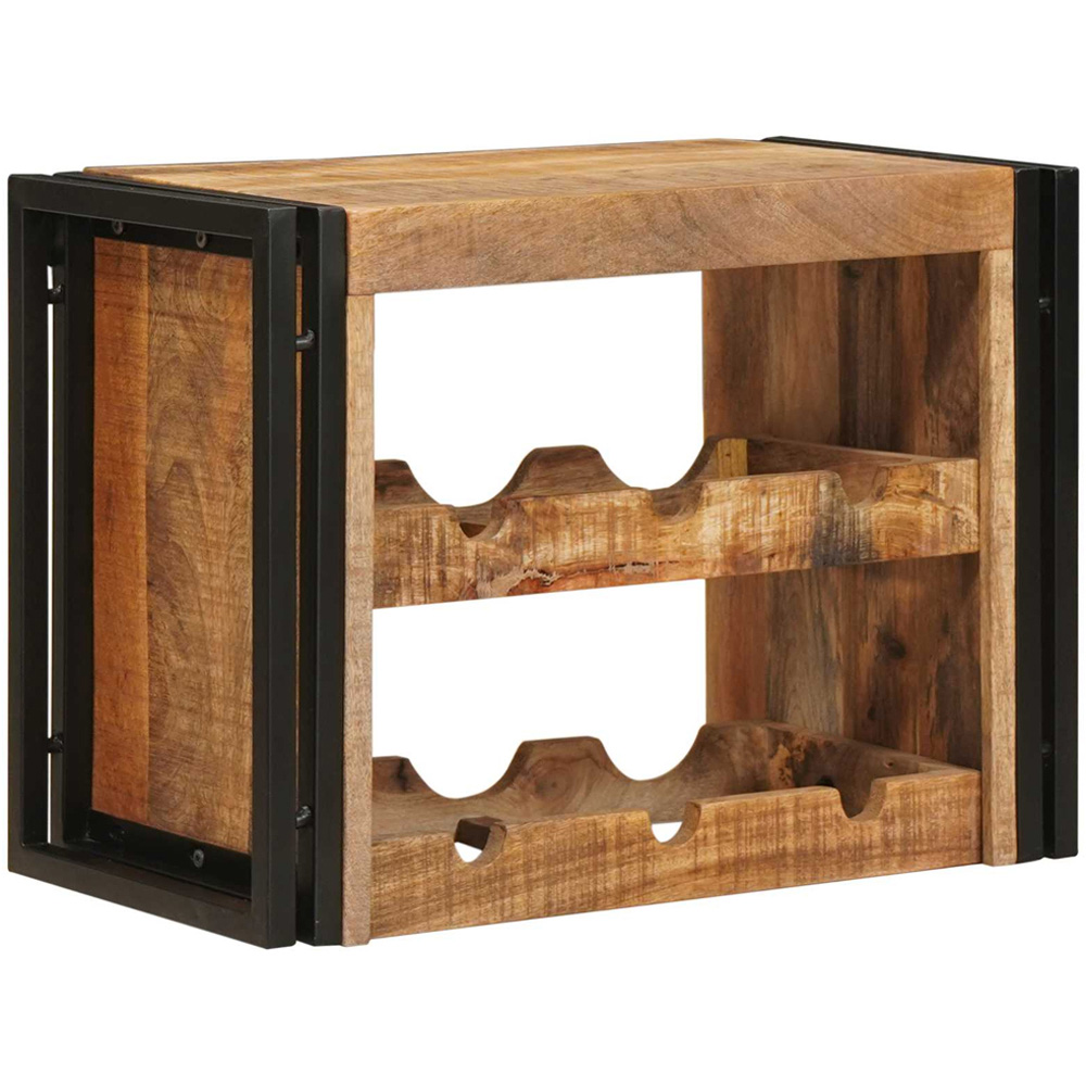 vidaXL 6 Bottle Brown Solid Rough Mango Wood Wall Mounted Wine Rack Image 3