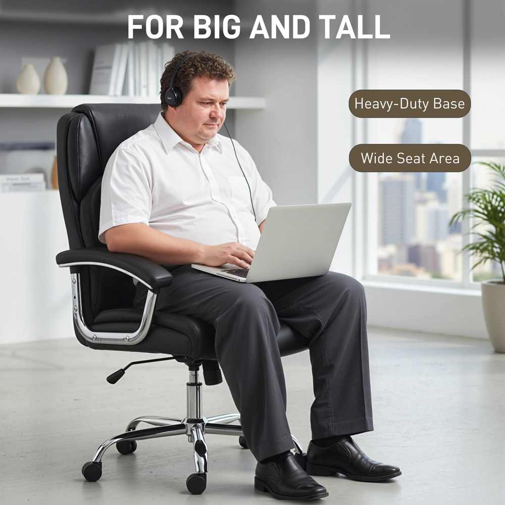 Portland Black High Back Swivel Office Desk Chair with Spring Cushion Image 5