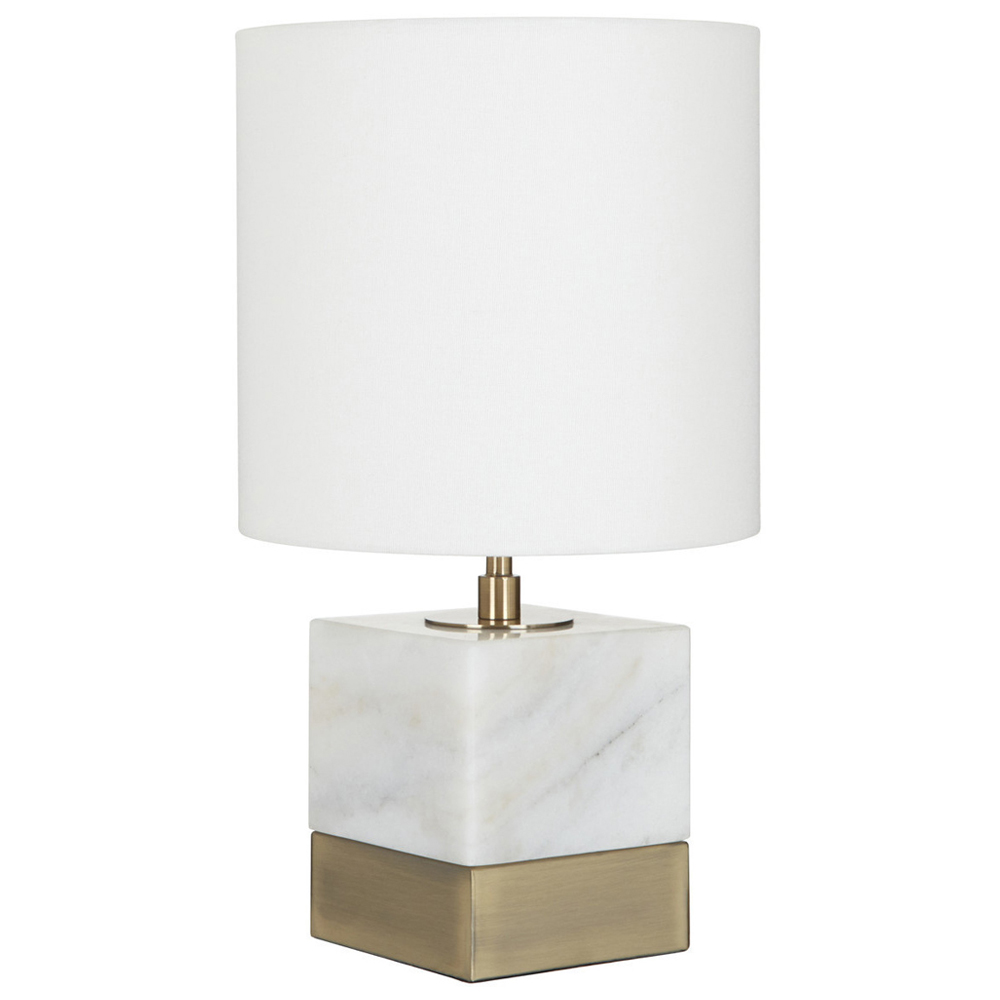 Premier Housewares White Linen Shade Marble Accent Lamp Image 2