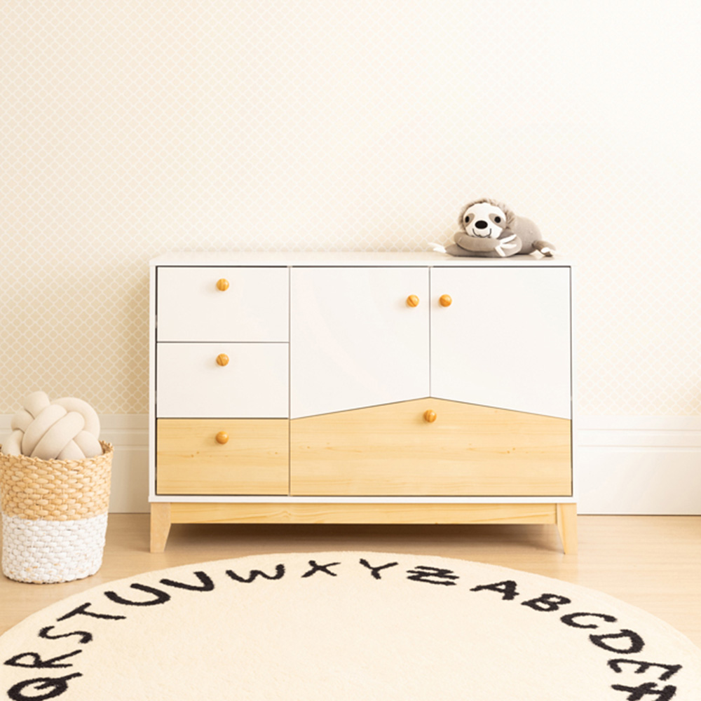 Seconique Cody 2 Door 4 Drawer White and Pine Effect Storage Unit Image 7