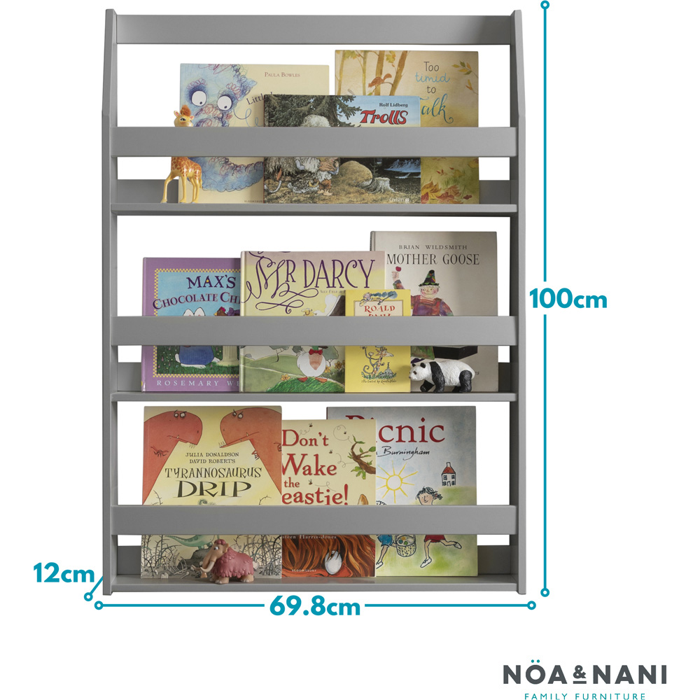 Noa and Nani Hakan 3 Shelf Silk Grey Wall Mounted Bookcase Image 7