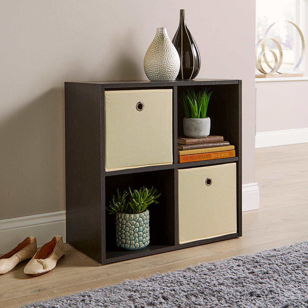 Home Source 4 Cube Black Storage Unit Image 6
