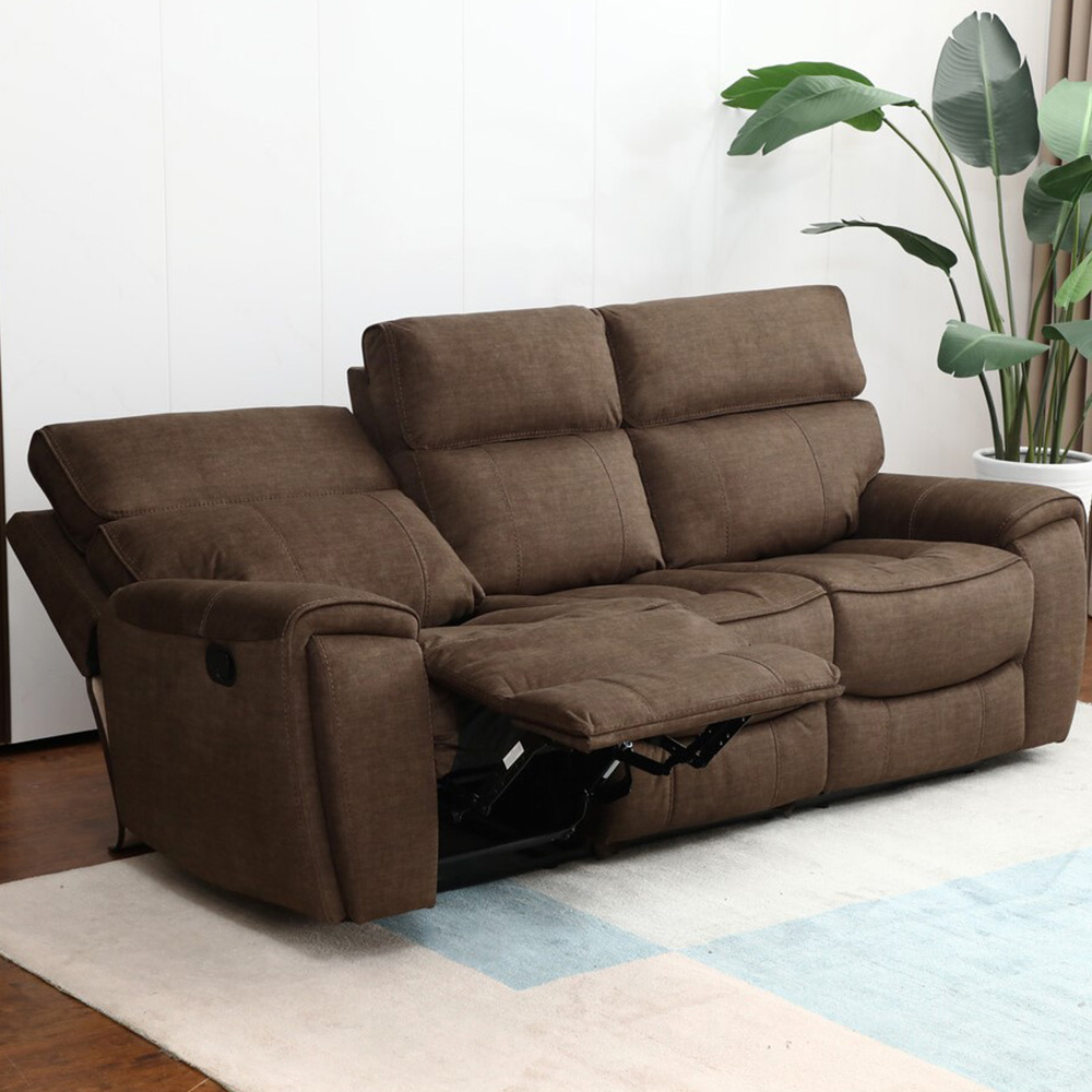 Cancun 3 Seater Brown Manual Recliner Sofa Image 1
