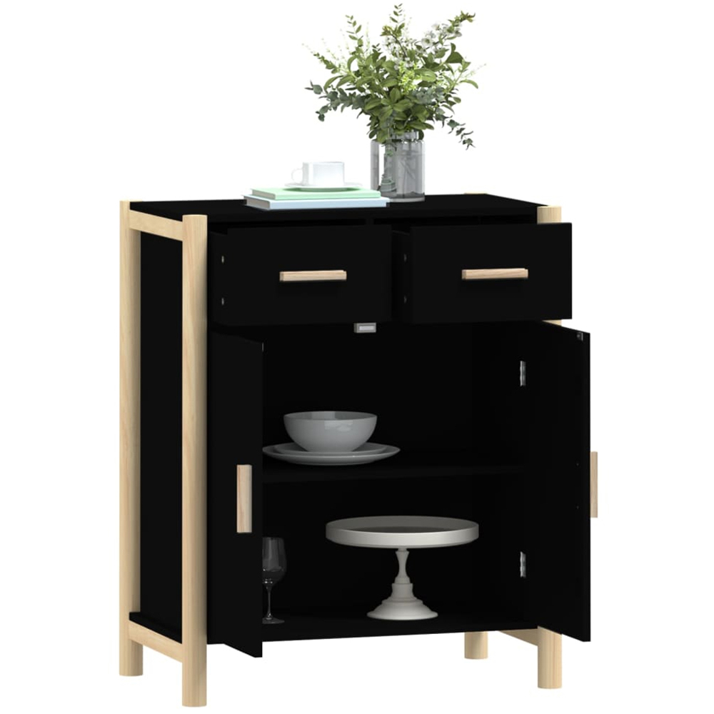 vidaXL 2 Door 2 Drawer Black Wooden Sideboard Image 4