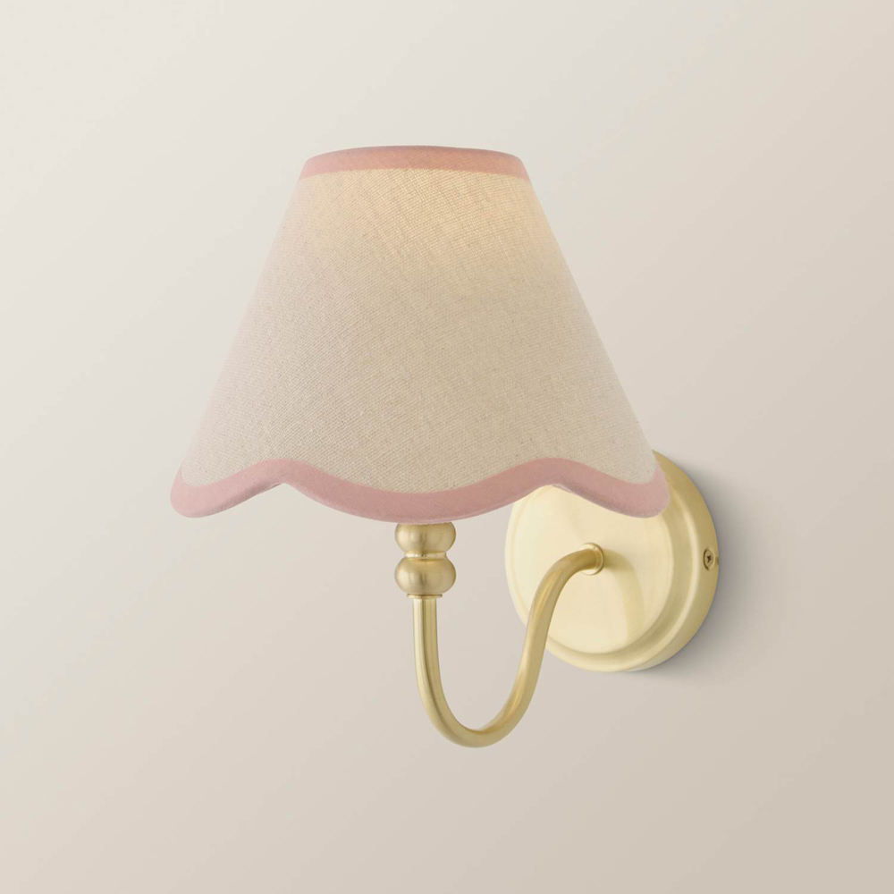 ValueLights Binky Pink Trim Scallop Shade Gold Rechargeable Wall Light with Bulb 2 Pack Image 5