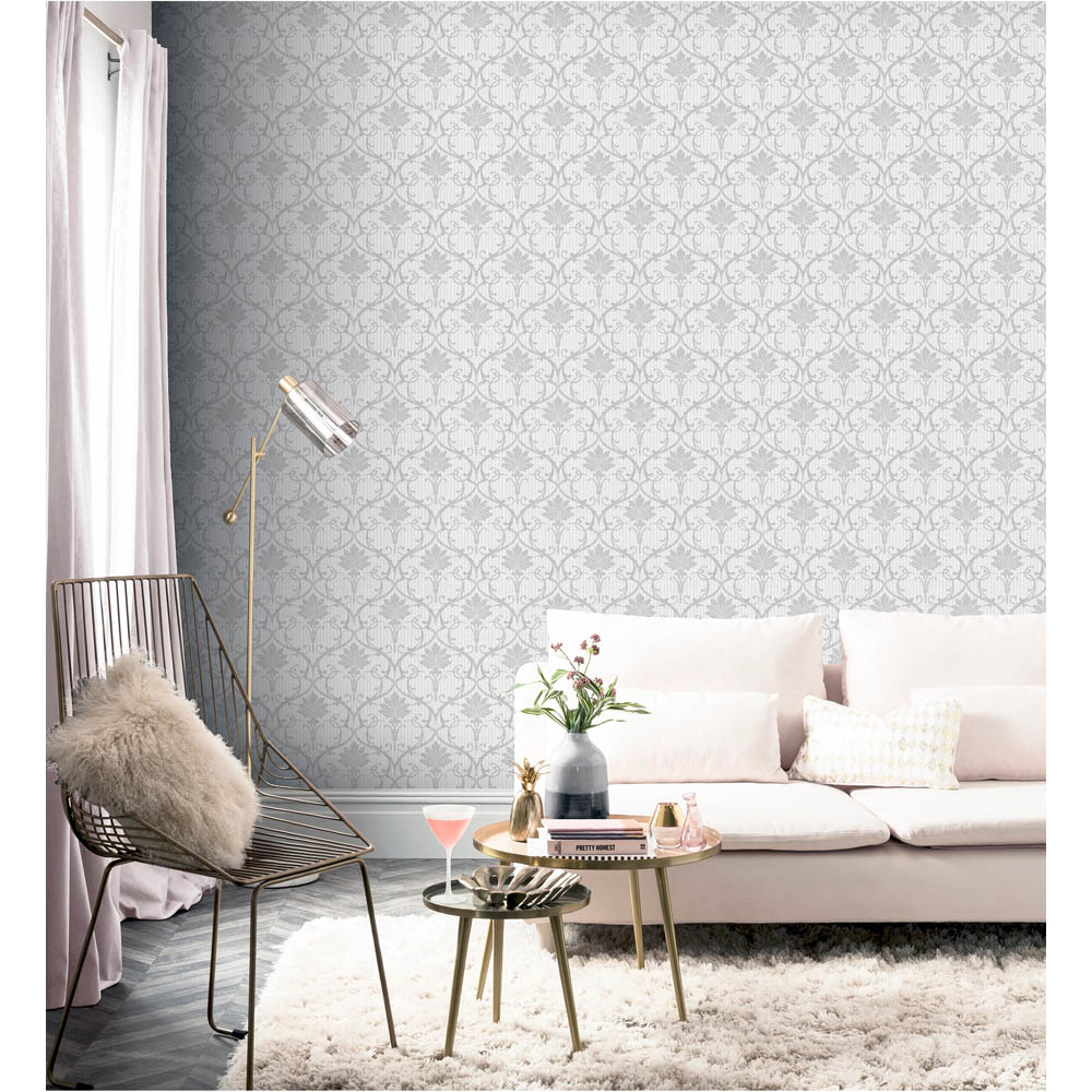 Arthouse Artistick Divine Damask Grey and Silver Wallpaper Image 5