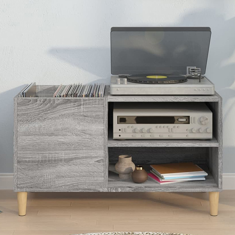 vidaXL 2 Shelf Grey Sonoma Record Cabinet Image 1