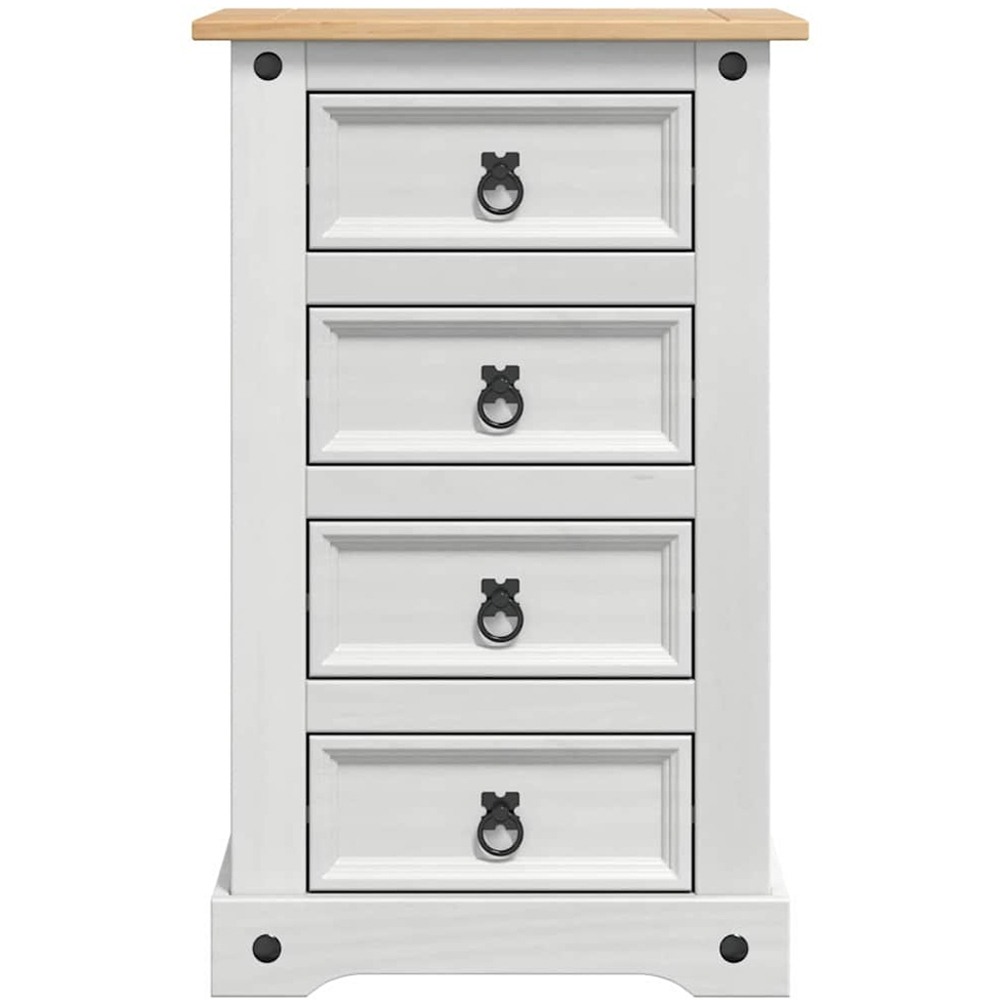 vidaXL Corona 4 Drawer White Solid Pine Wood Wide Bedside Table Image 4