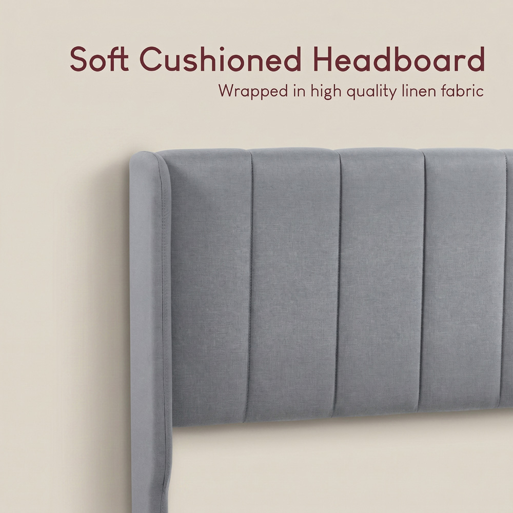 VIDA DESIGNS Vianna King Size Light Grey Linen Fabric Bed Image 6