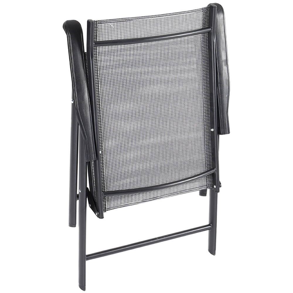 Living and Home Foldable 2 Seater Black Tempered Glass Patio Set Image 3