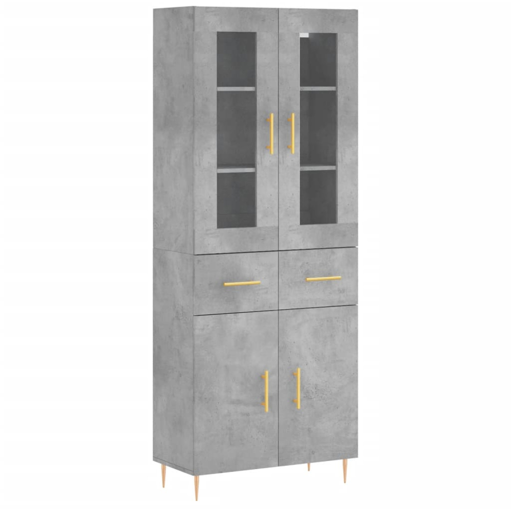 vidaXL 4 Door 2 Drawer Concrete Grey Highboard Image 2