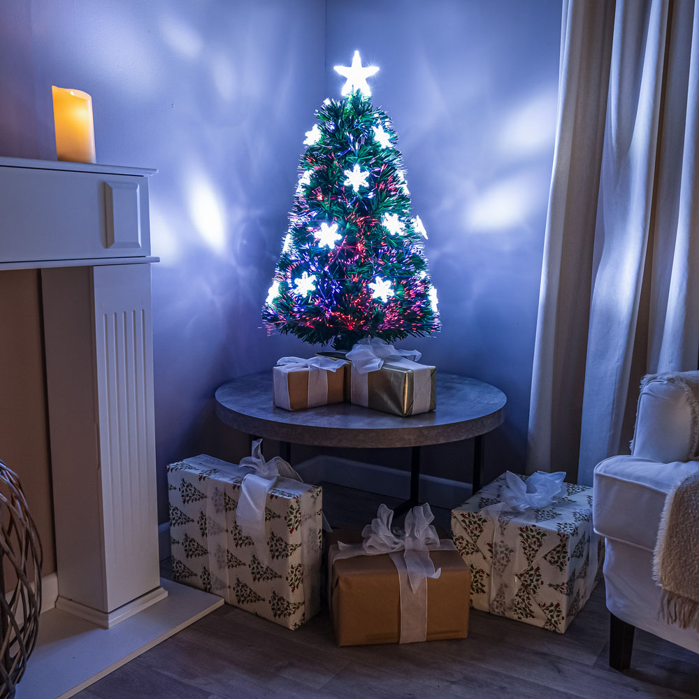 The Christmas Centre 12 Cool White LED Green Fibre Optic Artificial Xmas Tree 2ft Image 2