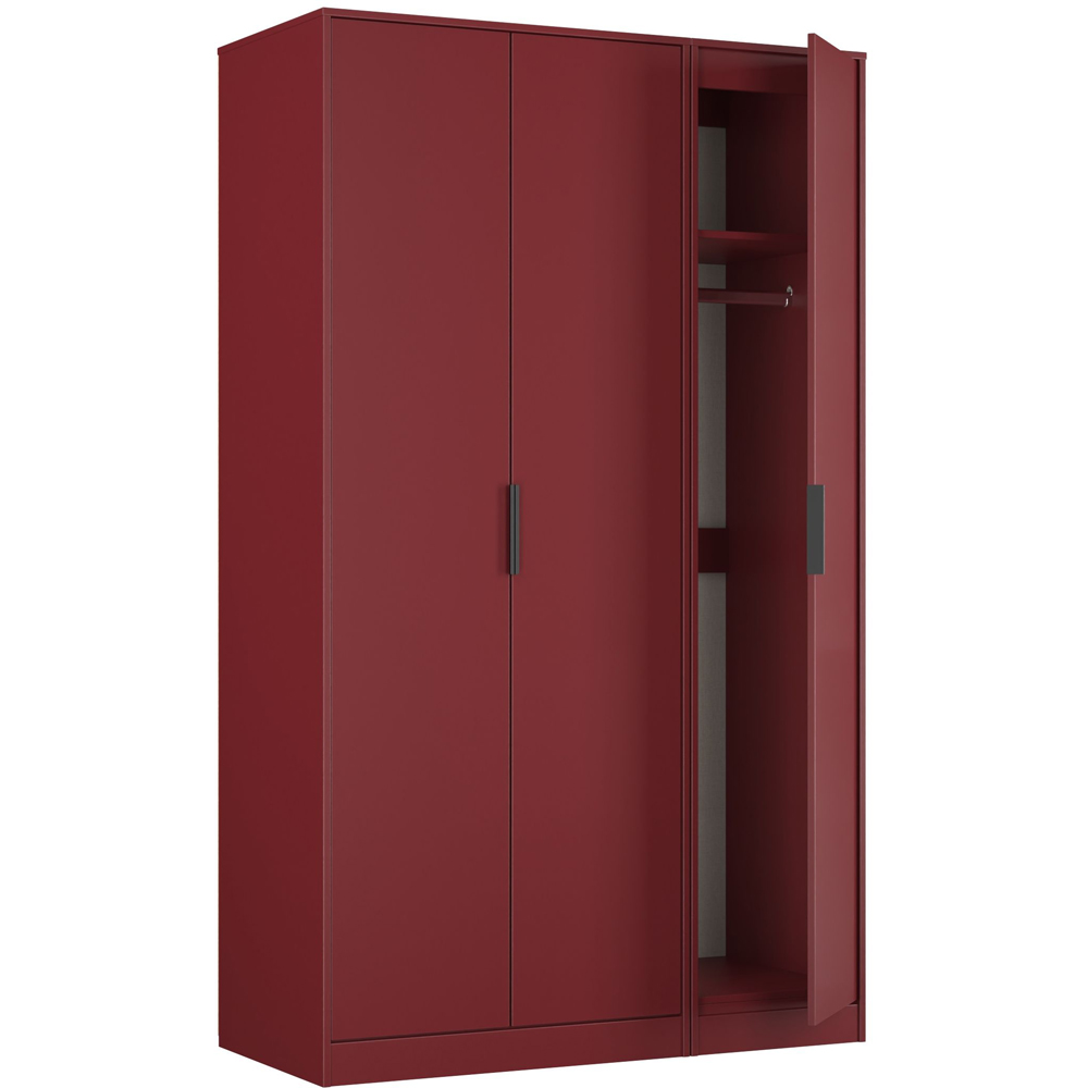Crowndale Hong Kong 3 Door Red Matt Tall Wardrobe Ready Assembled Image 7