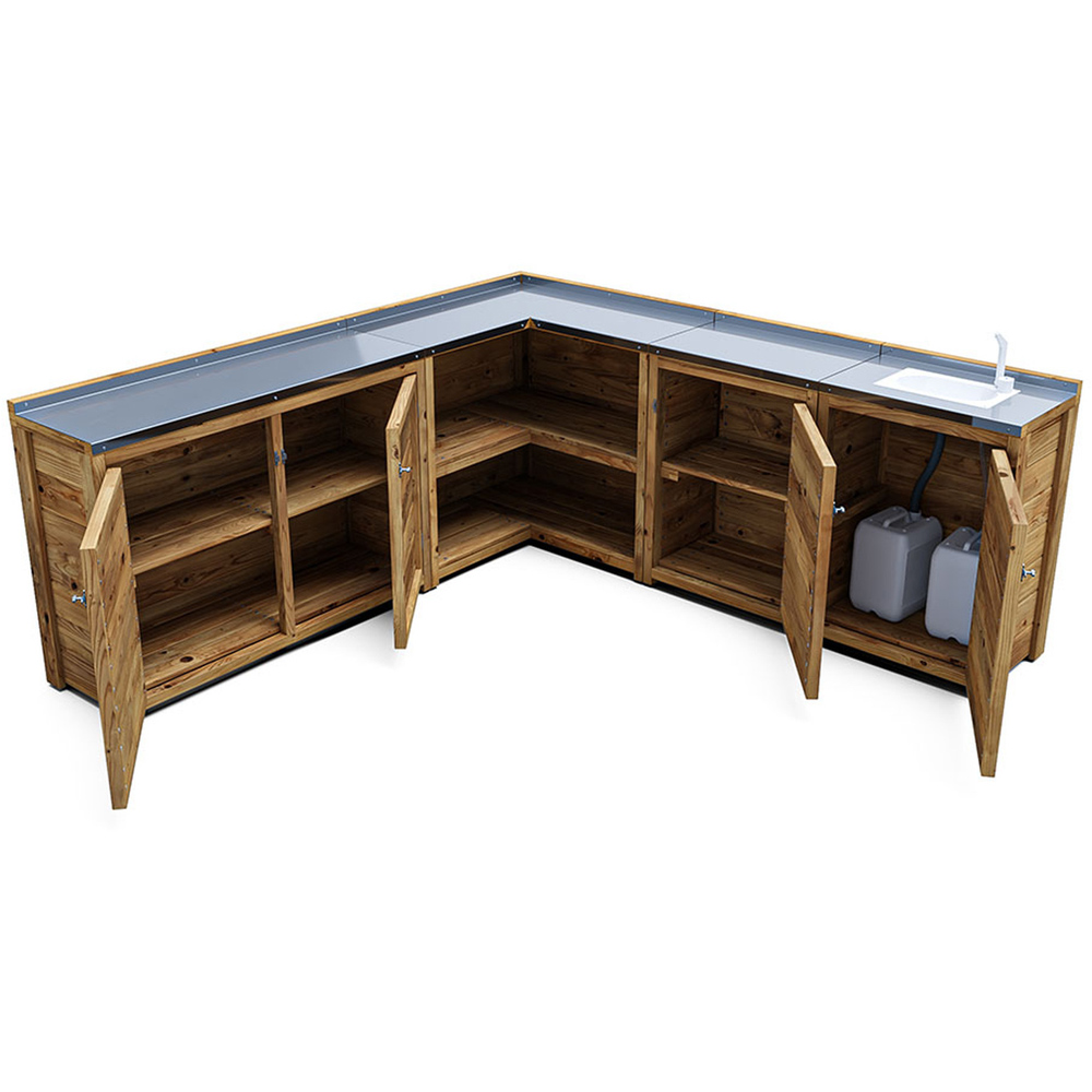 Dunster House 4 Door 2 Shelf Garden Kitchen Right Hand Sink Unit III with Stainless Steel Countertop Image 3