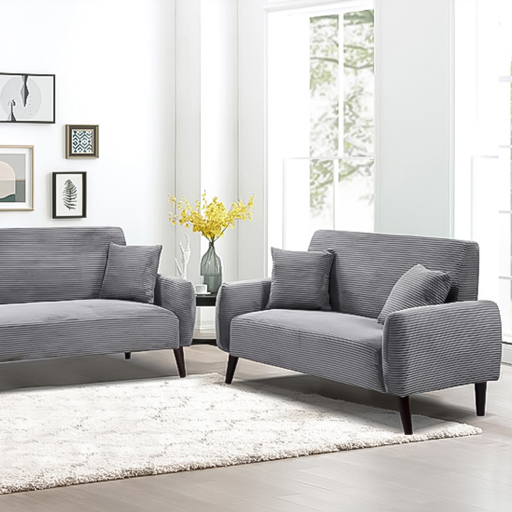Brooklyn 6 Seater Grey Jumbo Cord Sofa Set Image 3