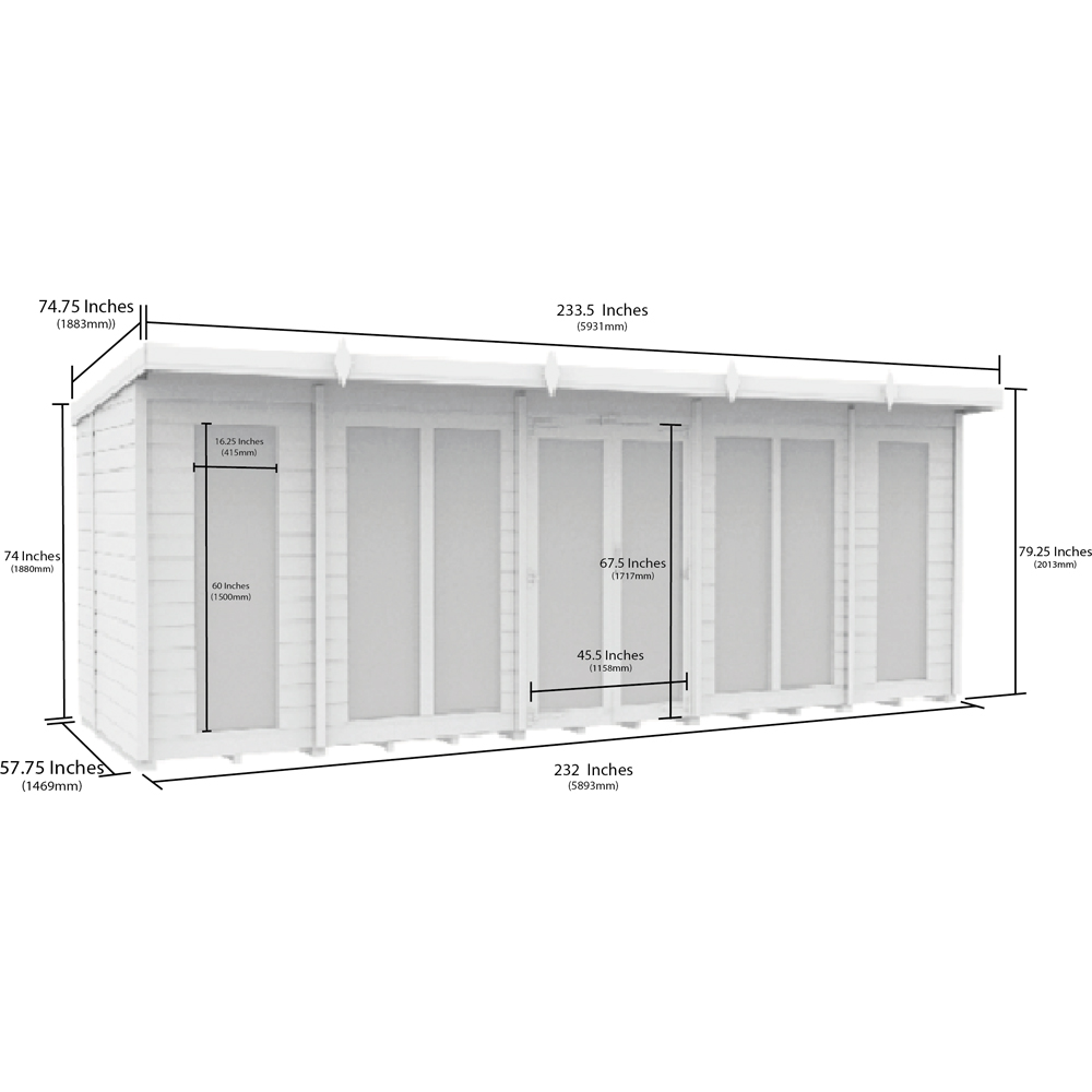 DIY Sheds 20 x 5ft Tongue and Groove Timber Pent Summerhouse Image 7