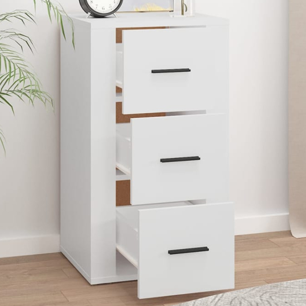vidaXL 3 Drawer White Sideboard Image 1