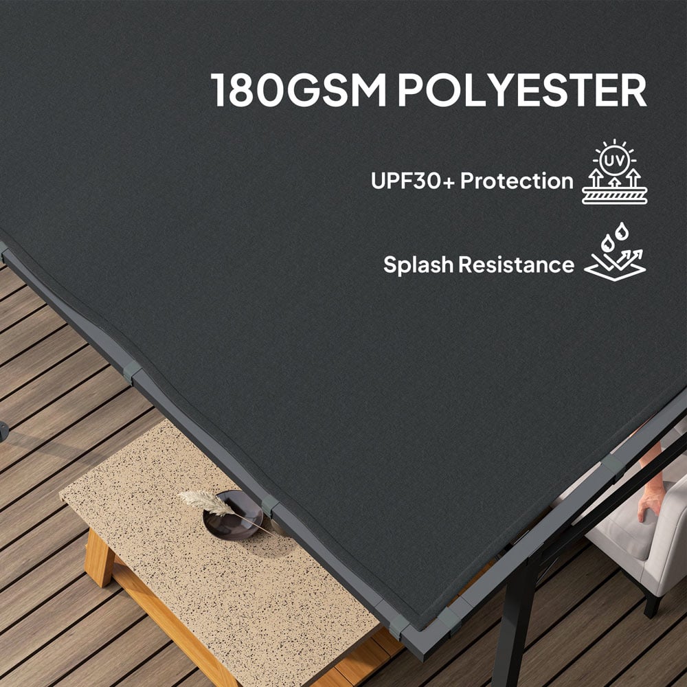 Outsunny 2.4 x 2.4m Dark Grey Wall Mounted Pergola Gazebo Image 8