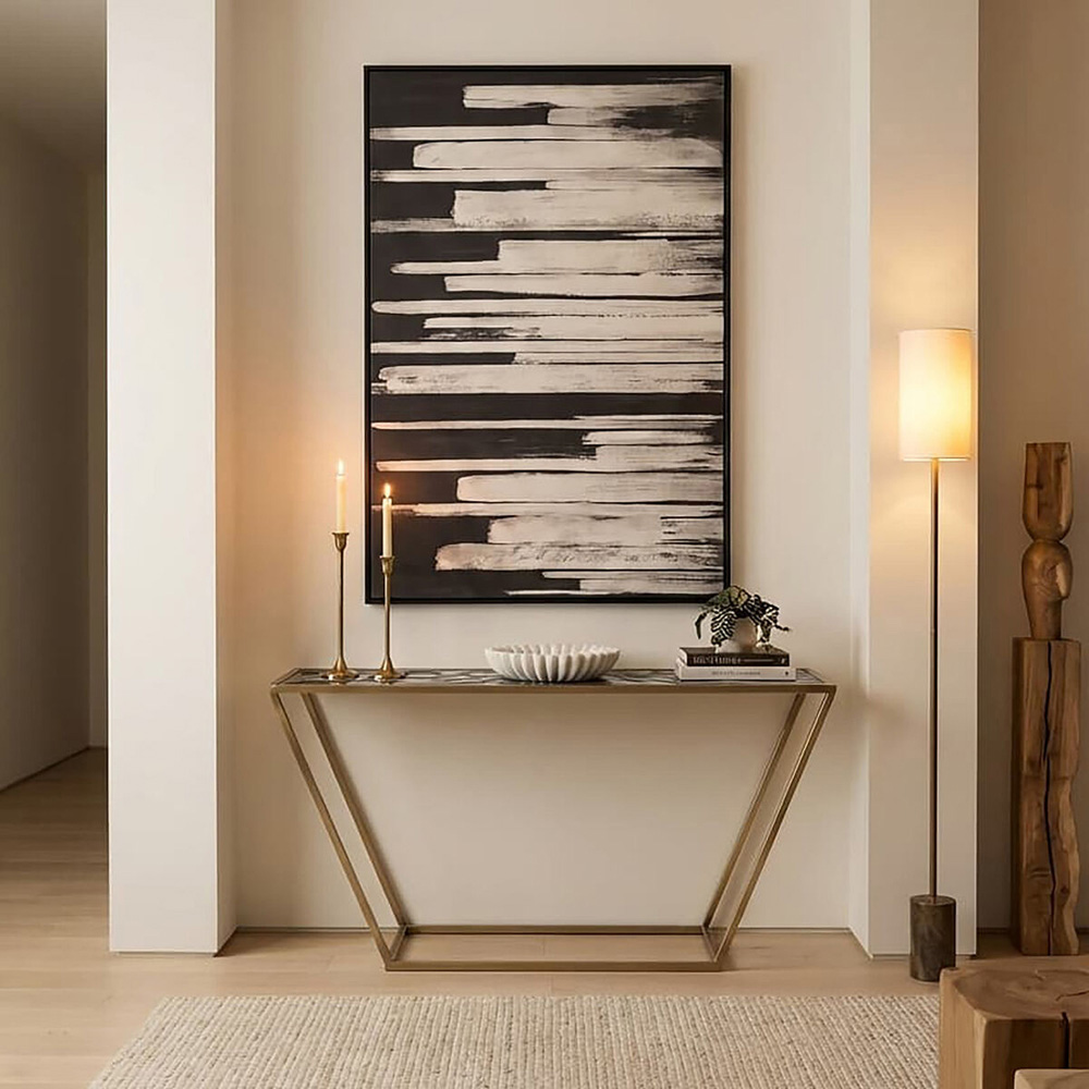 Premier Housewares Vita Black Agate Top Console Table Image 2