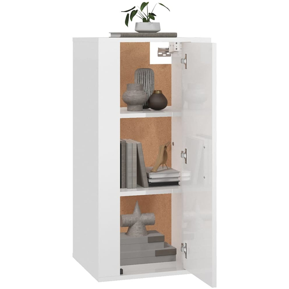 vidaXL Single Door High Gloss White Wall Mounted TV Cabinet Image 3