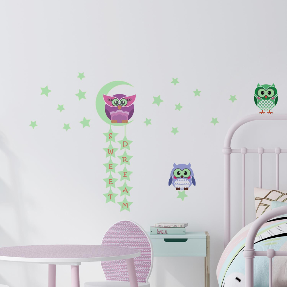 Walplus Kids Owl Tree Star Self Adhesive Wall Stickers Image 5
