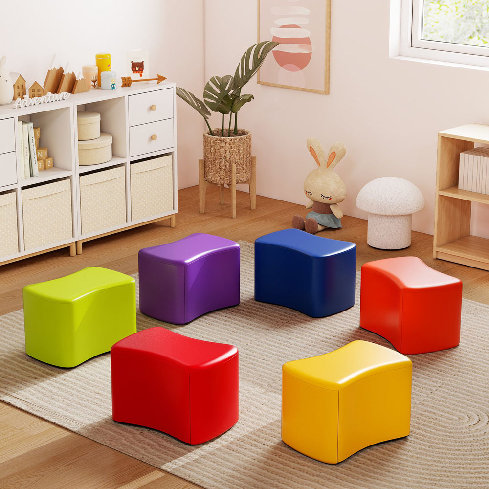 Costway Rainbow Butterfly Stools Modular Soft Foam Seating Set 6 Pack Image 2