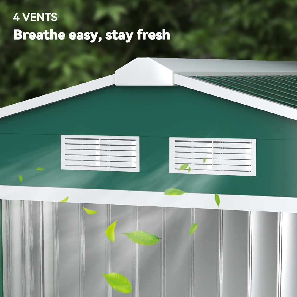 Outsunny 7 x 4ft Dark Green Metal Apex Garden Shed Image 7
