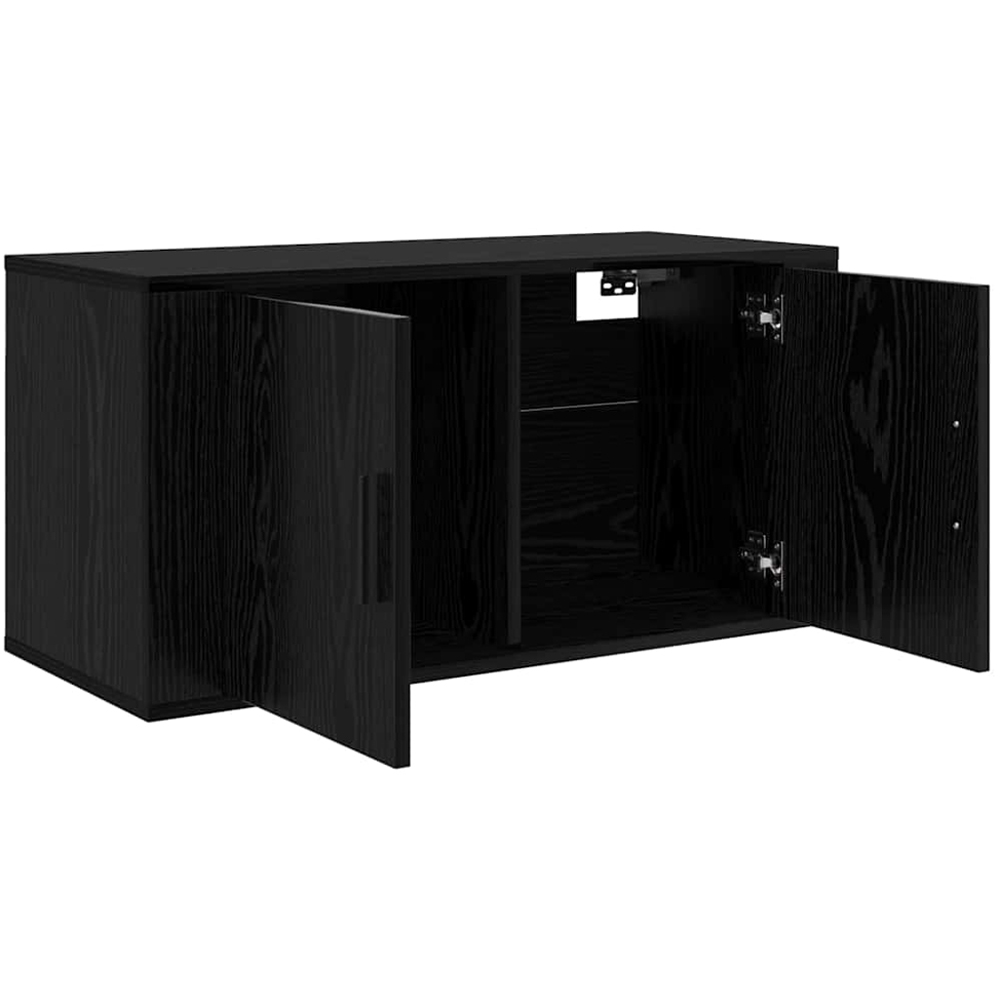 vidaXL 2 Door Black Oak Wall Mounted TV Unit Set of 3 Image 6