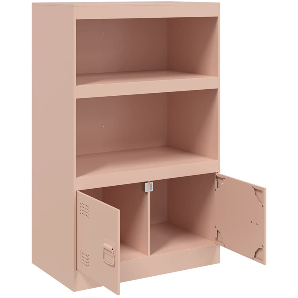 vidaXL 2 Door 2 Shelf Pink Metal Sideboard Image 3
