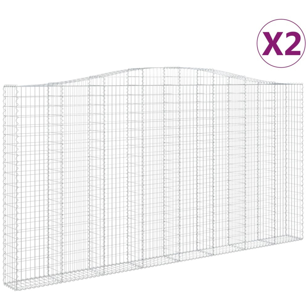 vidaXL Silver Galvanised Iron Gabion Basket 400 x 30 x 200/220cm 2 Pack Image 4