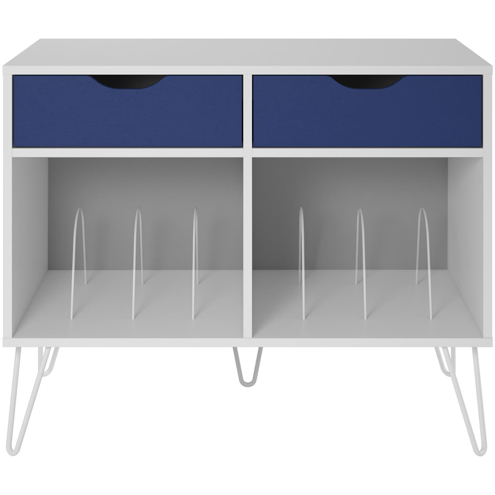 Novogratz Harmony 2 Drawer White and Blue Turntable Stand Image 4