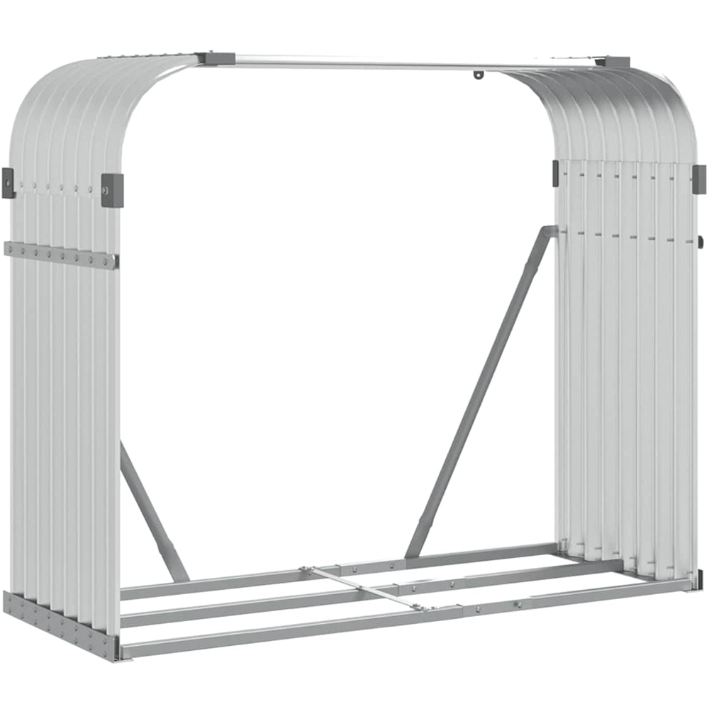vidaXL Silver Galvanised Steel Firewood Log Holder 100 x 120 x 45cm Image 1