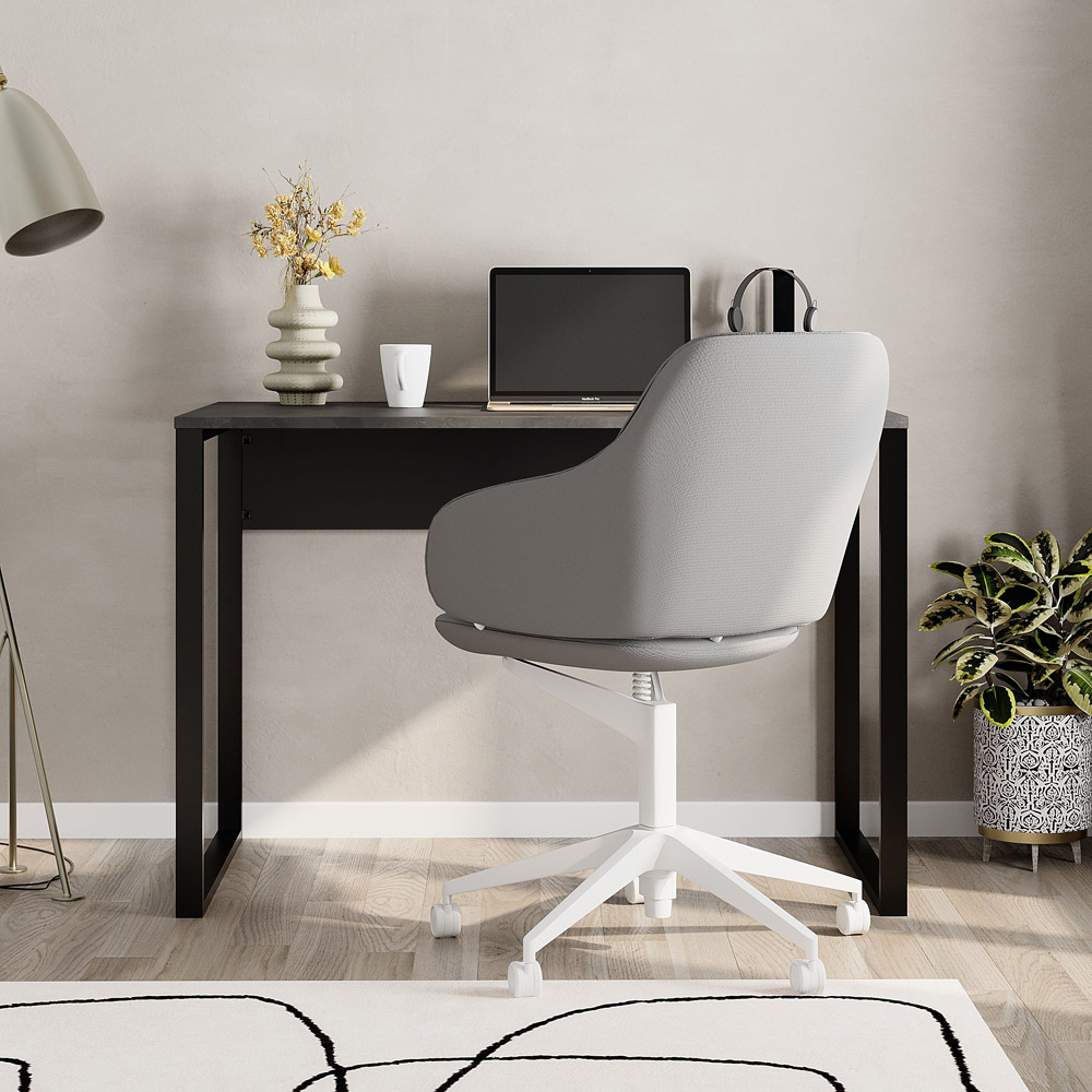 Decortie Inna Modern Multipurpose Computer Desk Retro Grey and Silky Black Image 5