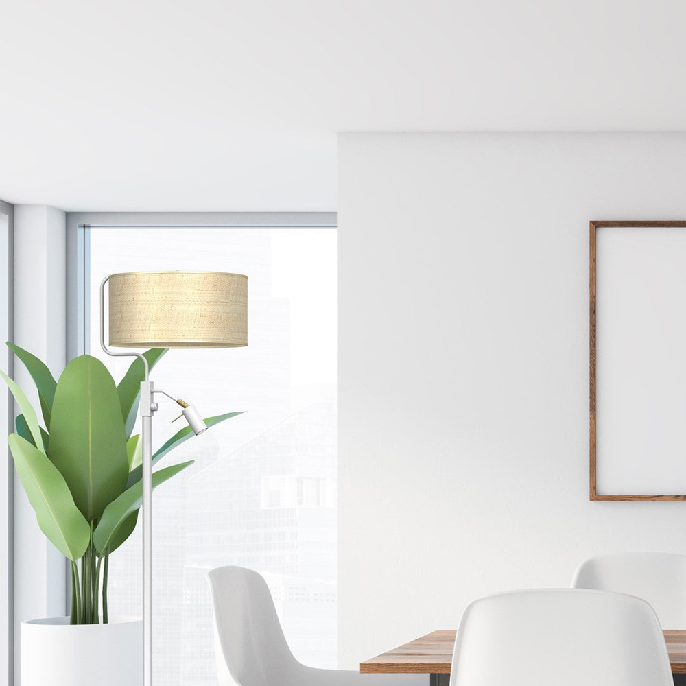 Milagro Marshall Rattan White Floor Lamp 230V Image 5