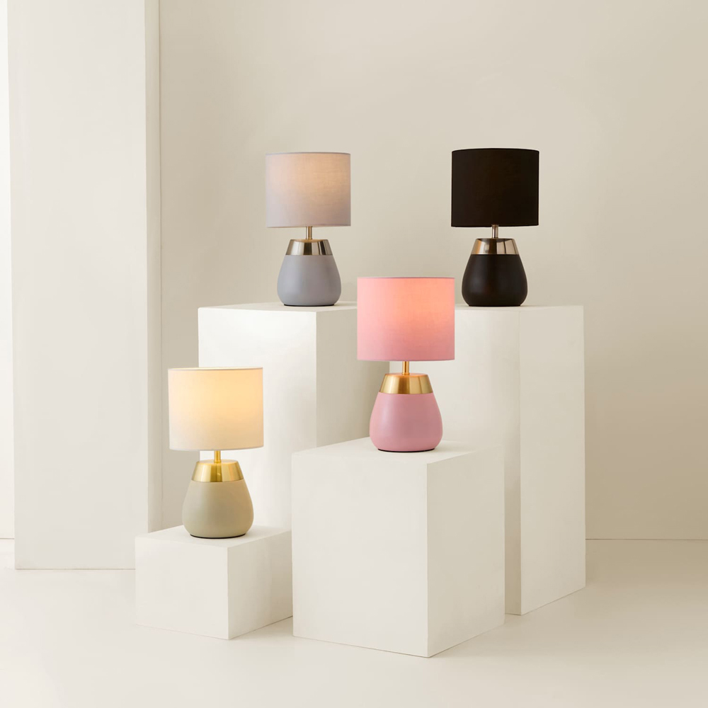 ValueLights Hurst Drum Shade Cream Touch Table Lamp with Bulb Image 7