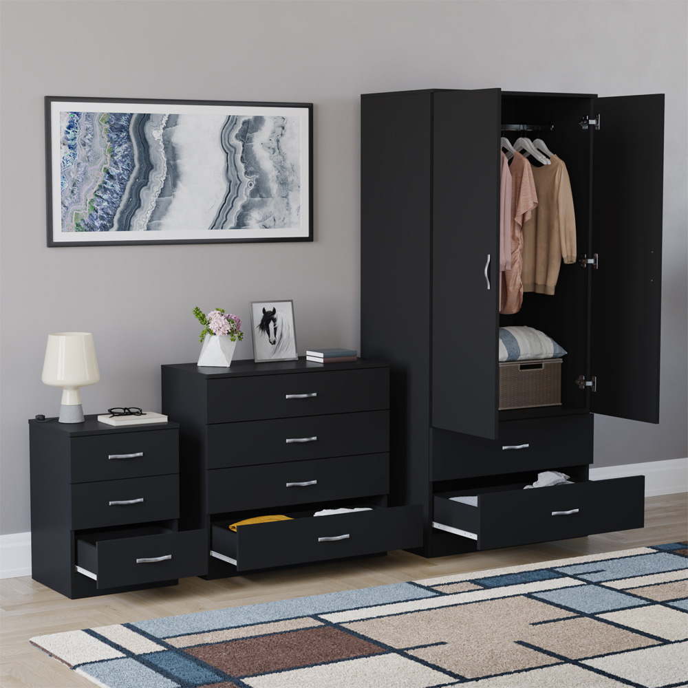 VIDA DESIGNS Riano Black 3 Piece Bedroom Furniture Set Image 5