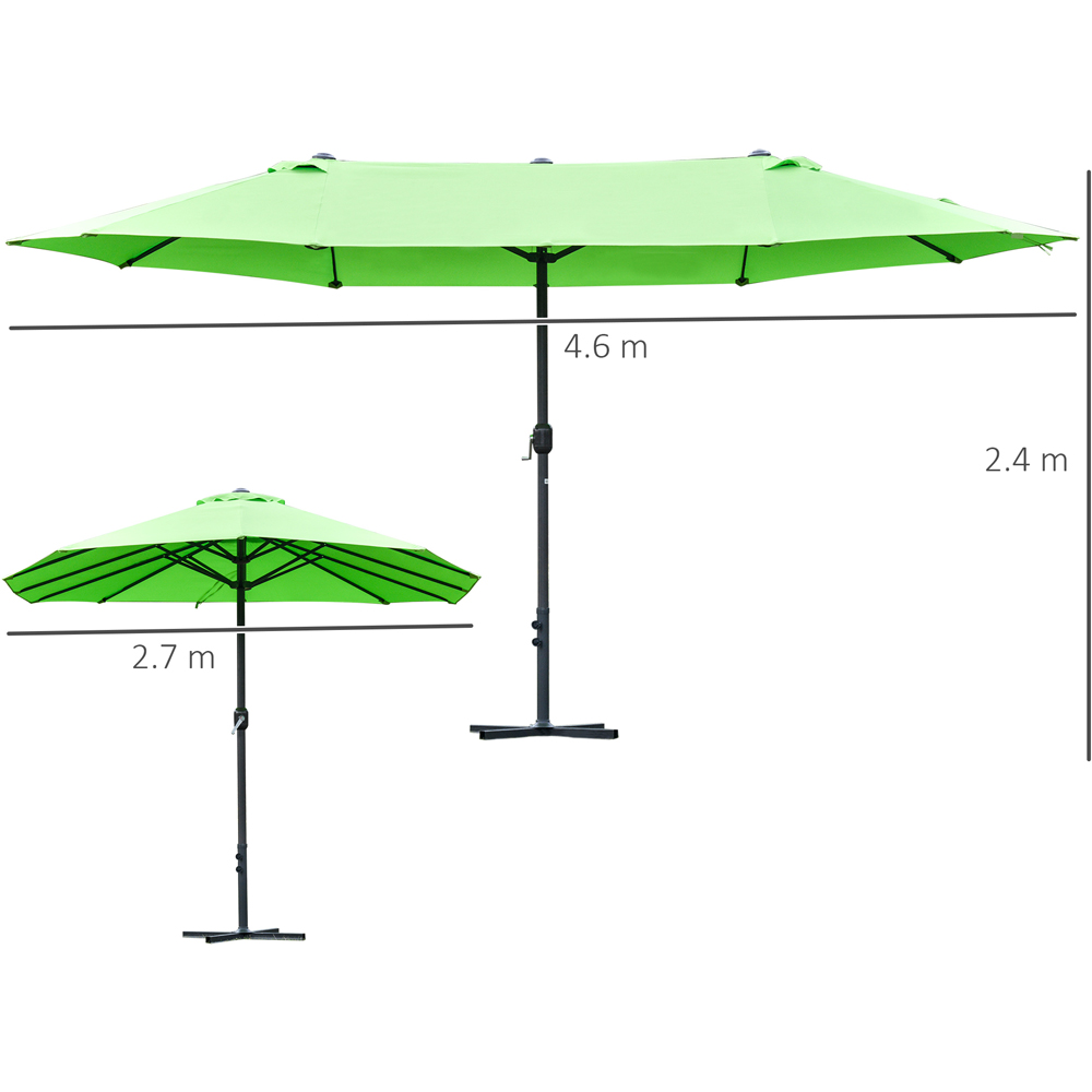 Outsunny Green Crank Handle Double Sided Parasol with Cross Base 4.6m Image 7