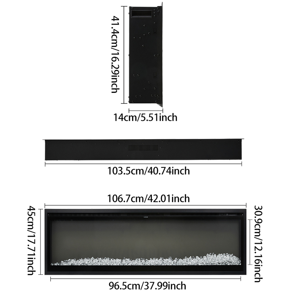 Living and Home Black Electric Fireplace 42 inch Image 9