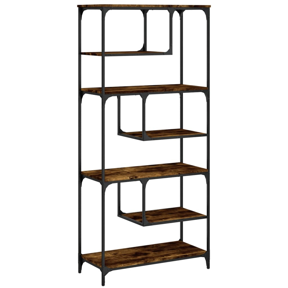 vidaXL 6 Shelf Smoked Oak Bookcase Image 2