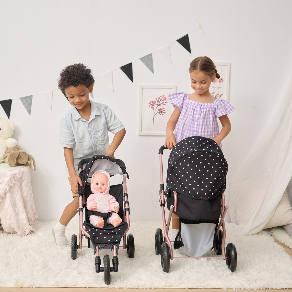 Teamson Kids Olivia's Little World Black Pin Up Doll Jogging Stroller Image 5