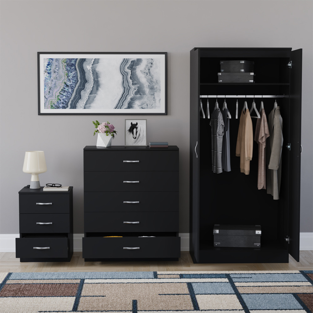 VIDA DESIGNS Riano Black 3 Piece Bedroom Furniture Set Image 3