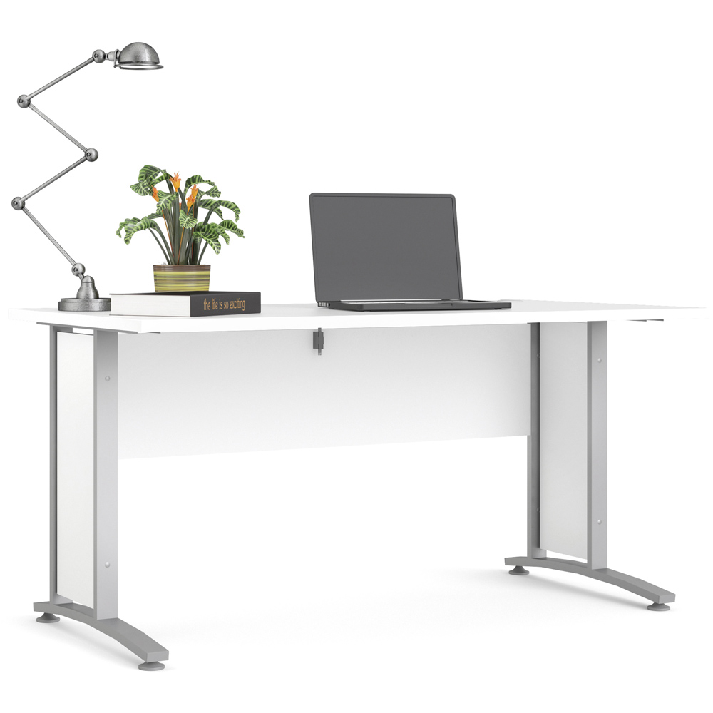 Florence Wooden and Steel 150cm Desk White and Silver Grey Image 3