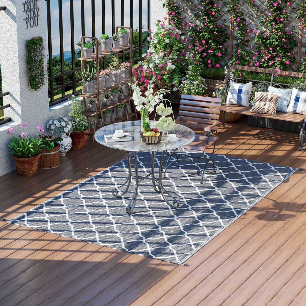 Outsunny Grey Reversible Outdoor Rug 182 x 274cm Image 4